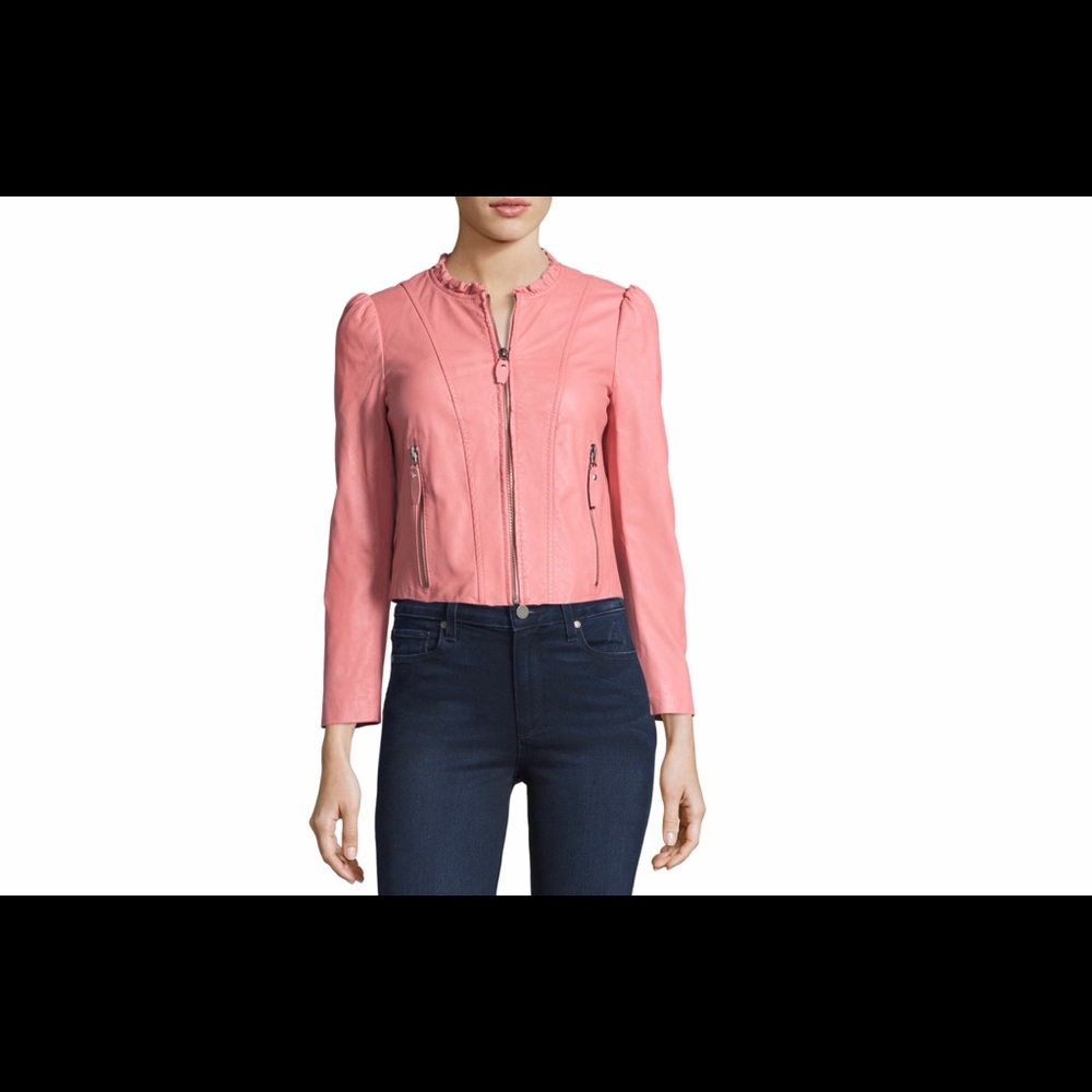 Rebecca Taylor Pink Leather Jacket Size 2